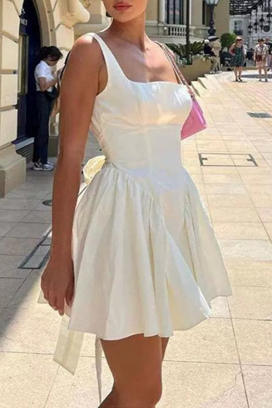 Open Back Bow Mini Dress