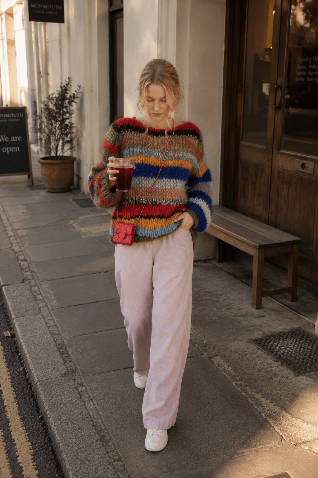 Contrasting Crewneck Hollow Out Knitted Pullover Long