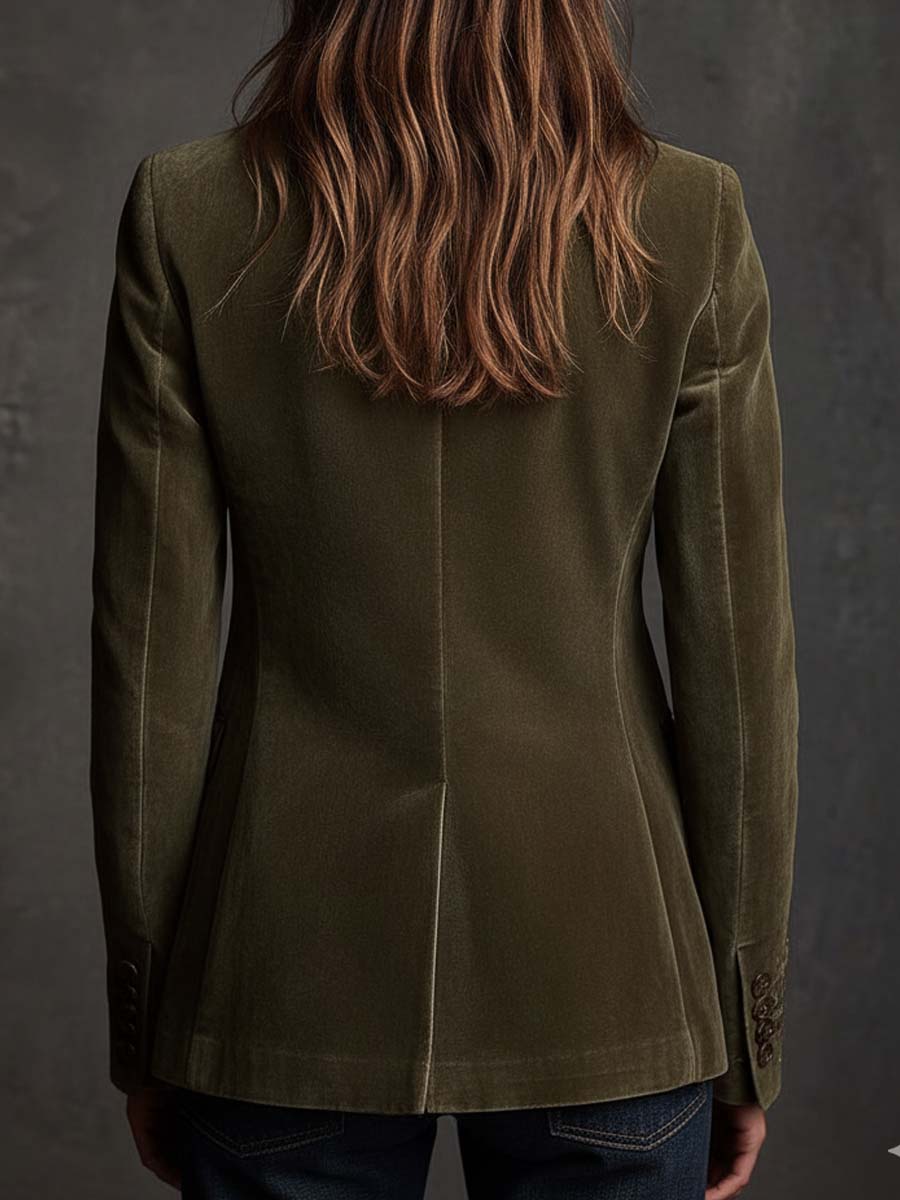 Floral Embroidered Peak Lapel Velvet Blazer 7