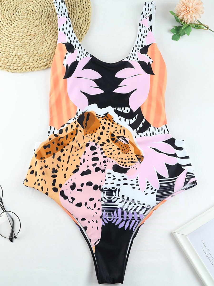 Leopard Print One Piece Swimsuit - Fashionpara
