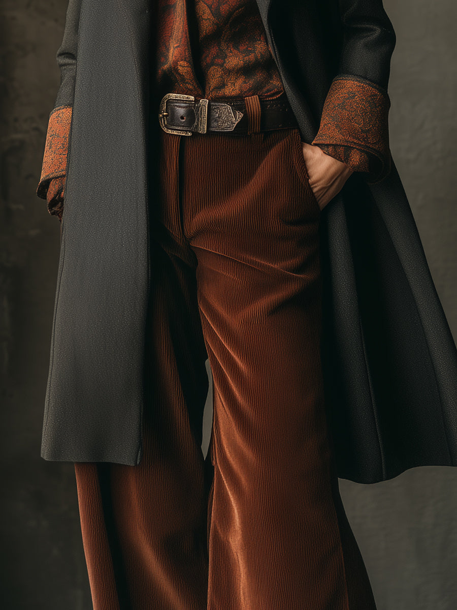 Retro Wool Patchwork Mid-length Lapel Coat - Fashionpara