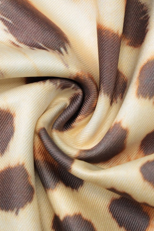 Leopard Print Lace Square Neck Mini Dress