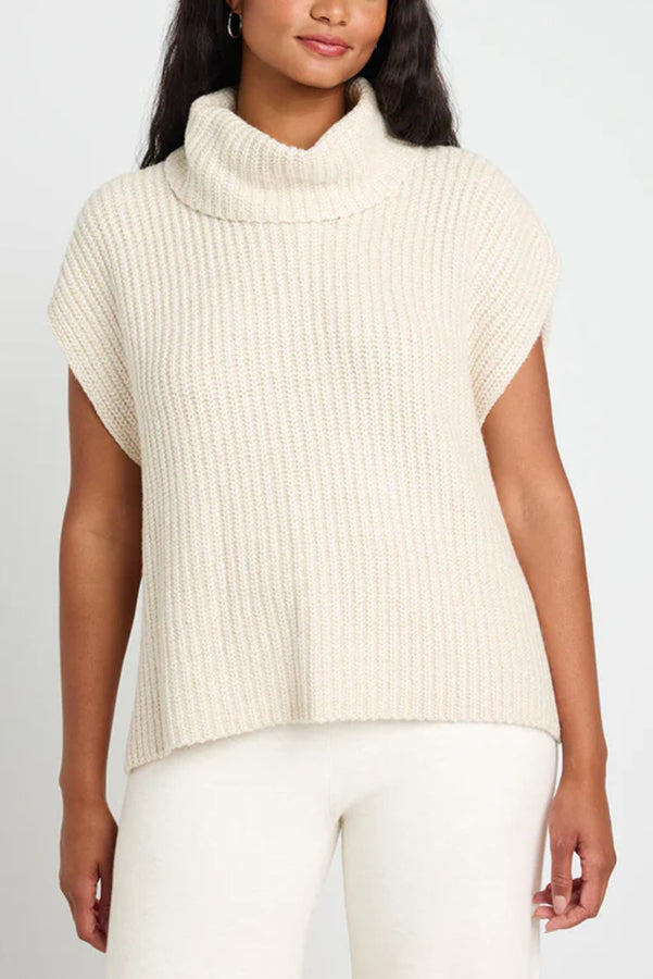 Luxe Knit Turtle Neck Cap Sleeve Sweater for Effortless Style