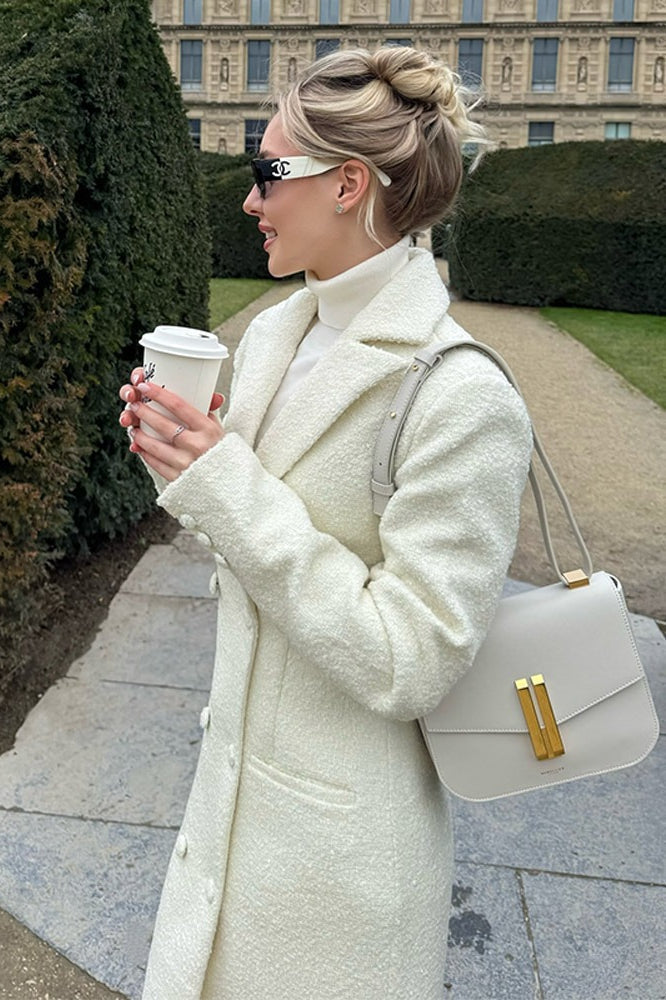 Solid Color Slim Fit Long Elegant Tailored Overcoat