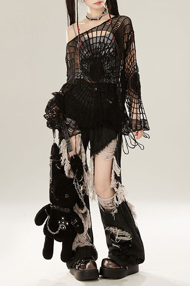 PrincessAce Spider Web Knit Sweater for Chic Comfort