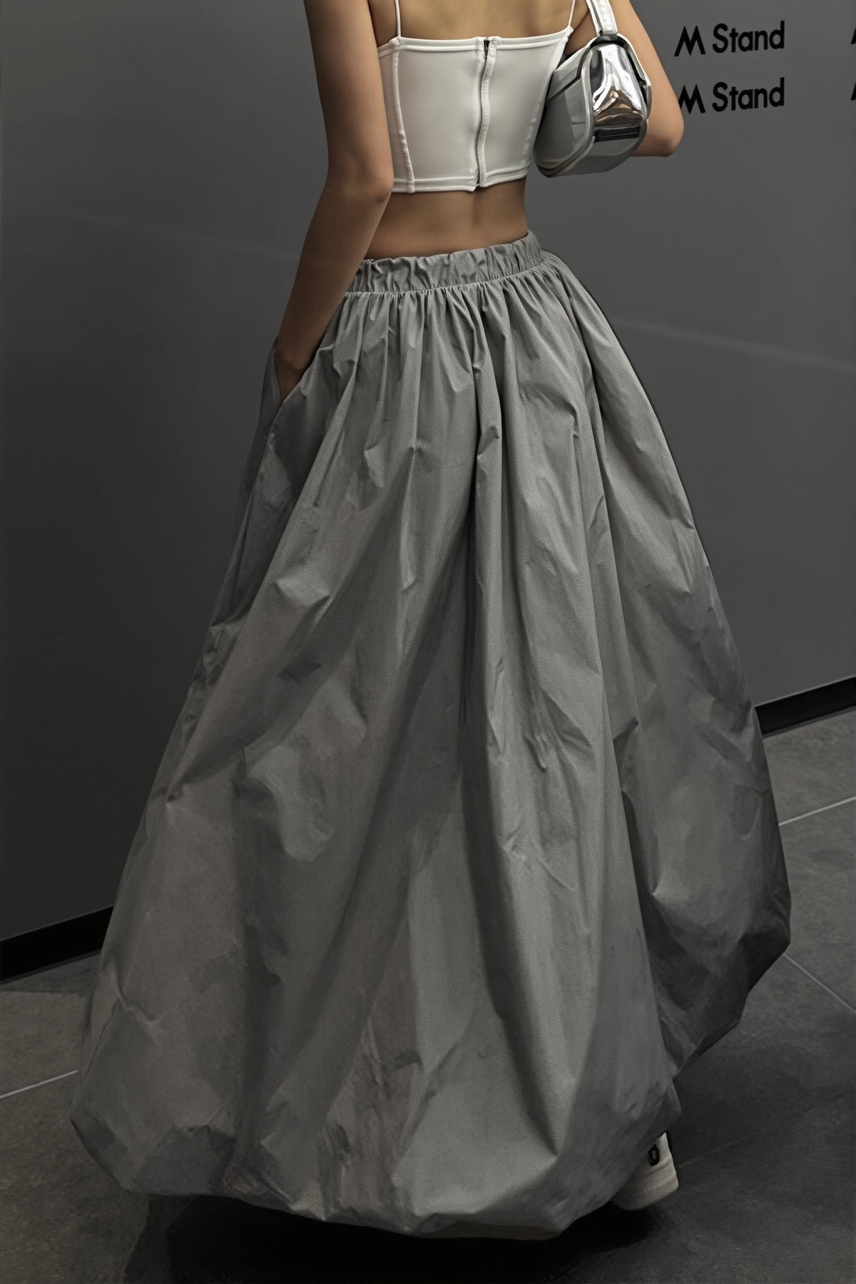 High Waist Bubble Maxi Skirt