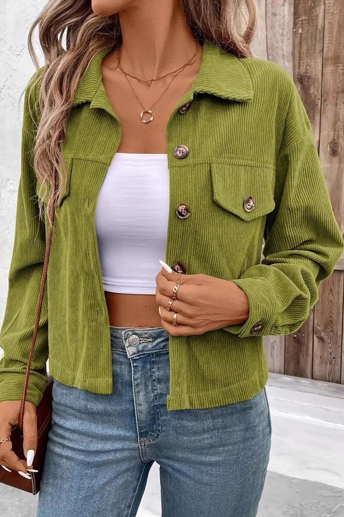 Corduroy Button-Front Shirt Jacket 9