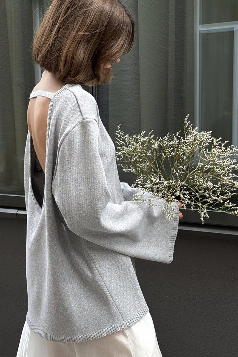 Backless Loose Fit Knit Blouse