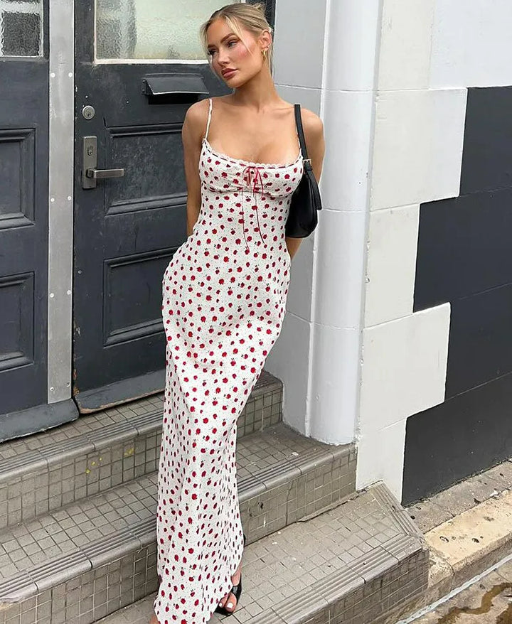 Strapless Backless Maxi Floral Dress