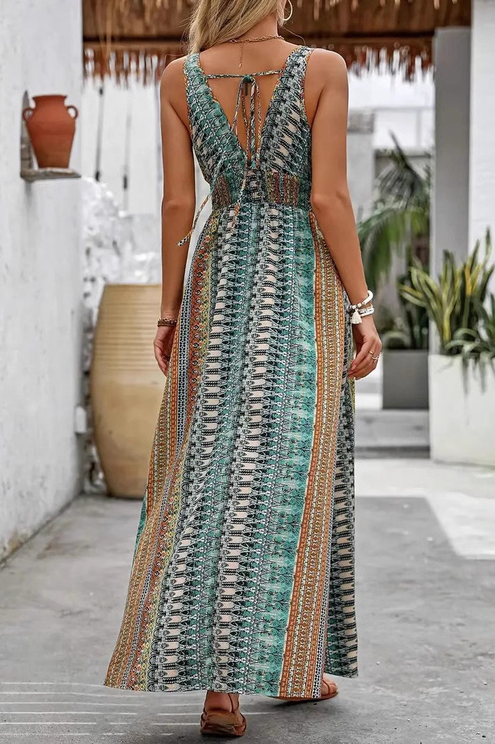 Chic V Neck Maxi Boho Dress - Fashionpara