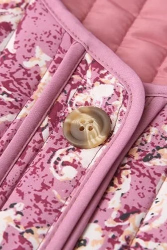 Floral Print Padded Coat with Crew Neck for Stylish Warmth