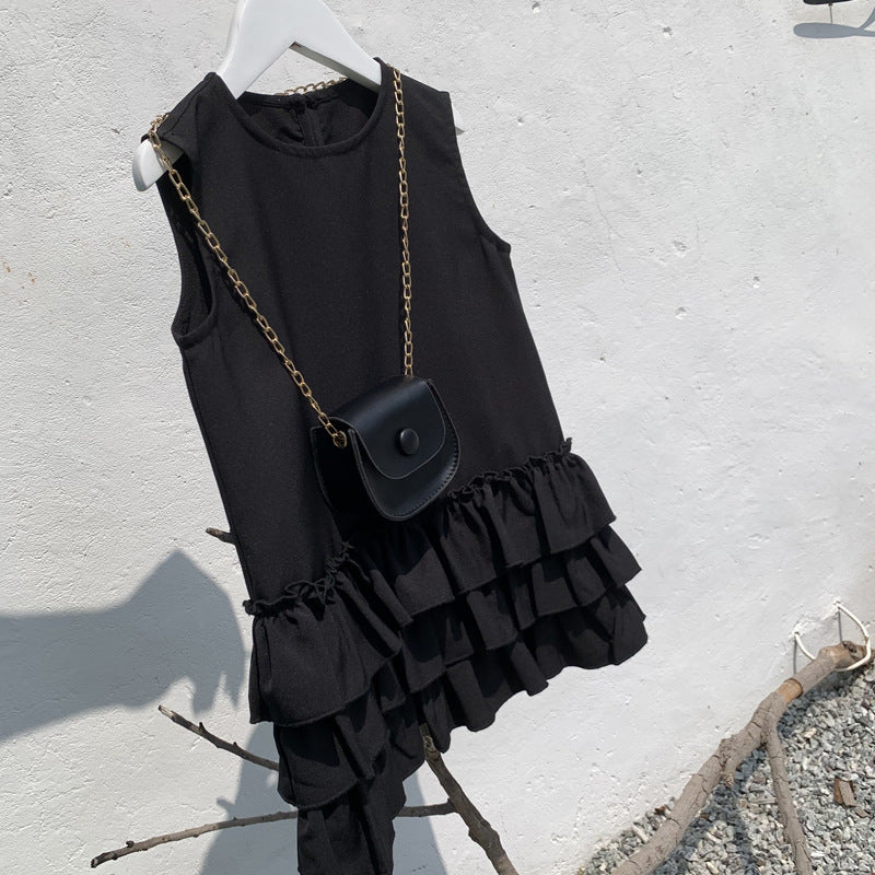 Kid Sleeveless Lace Dress With Bag