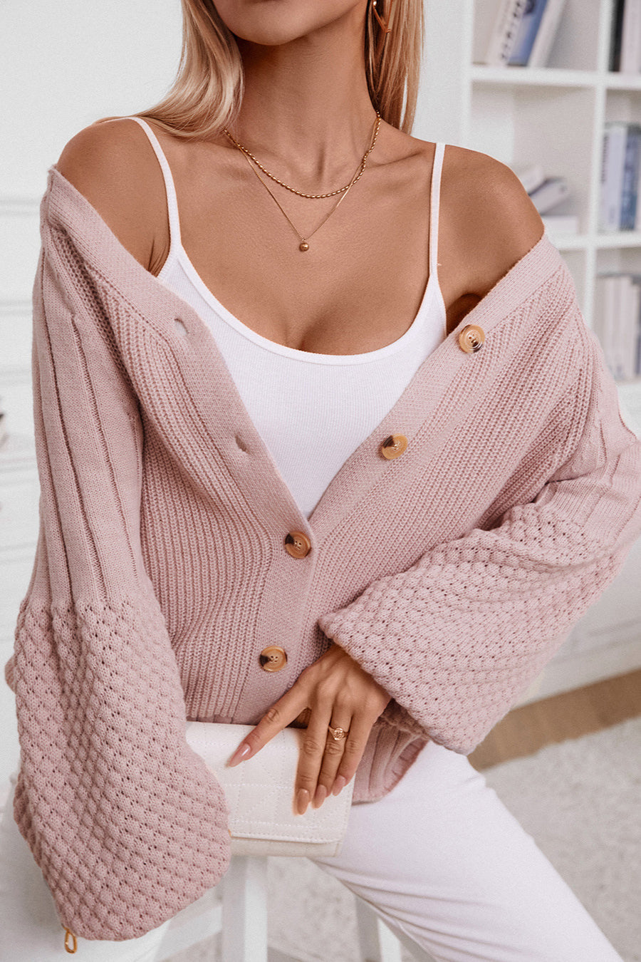 Stylish Solid Button Knit Cardigan for Effortless Elegance