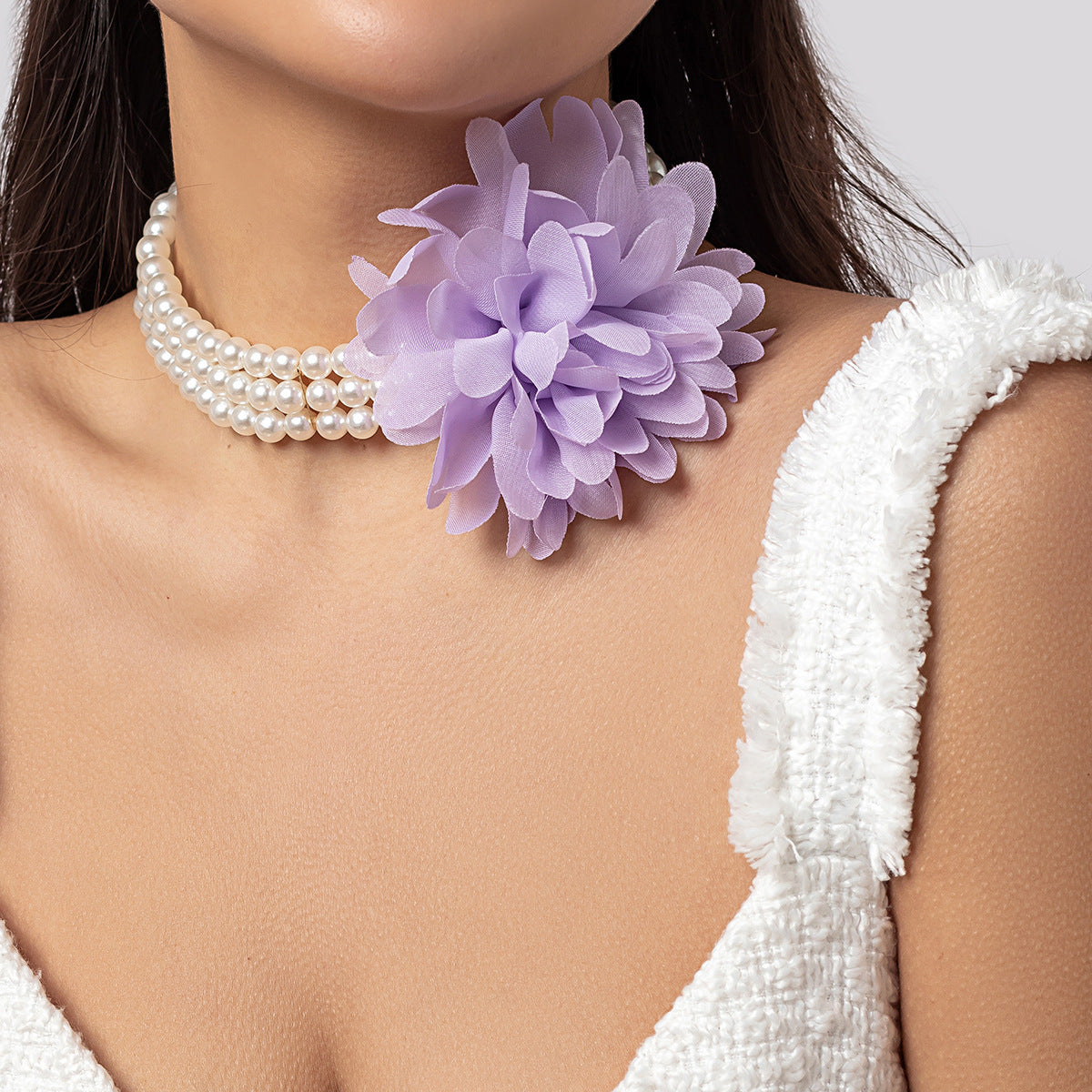 Pearl 3D Flower Necklace