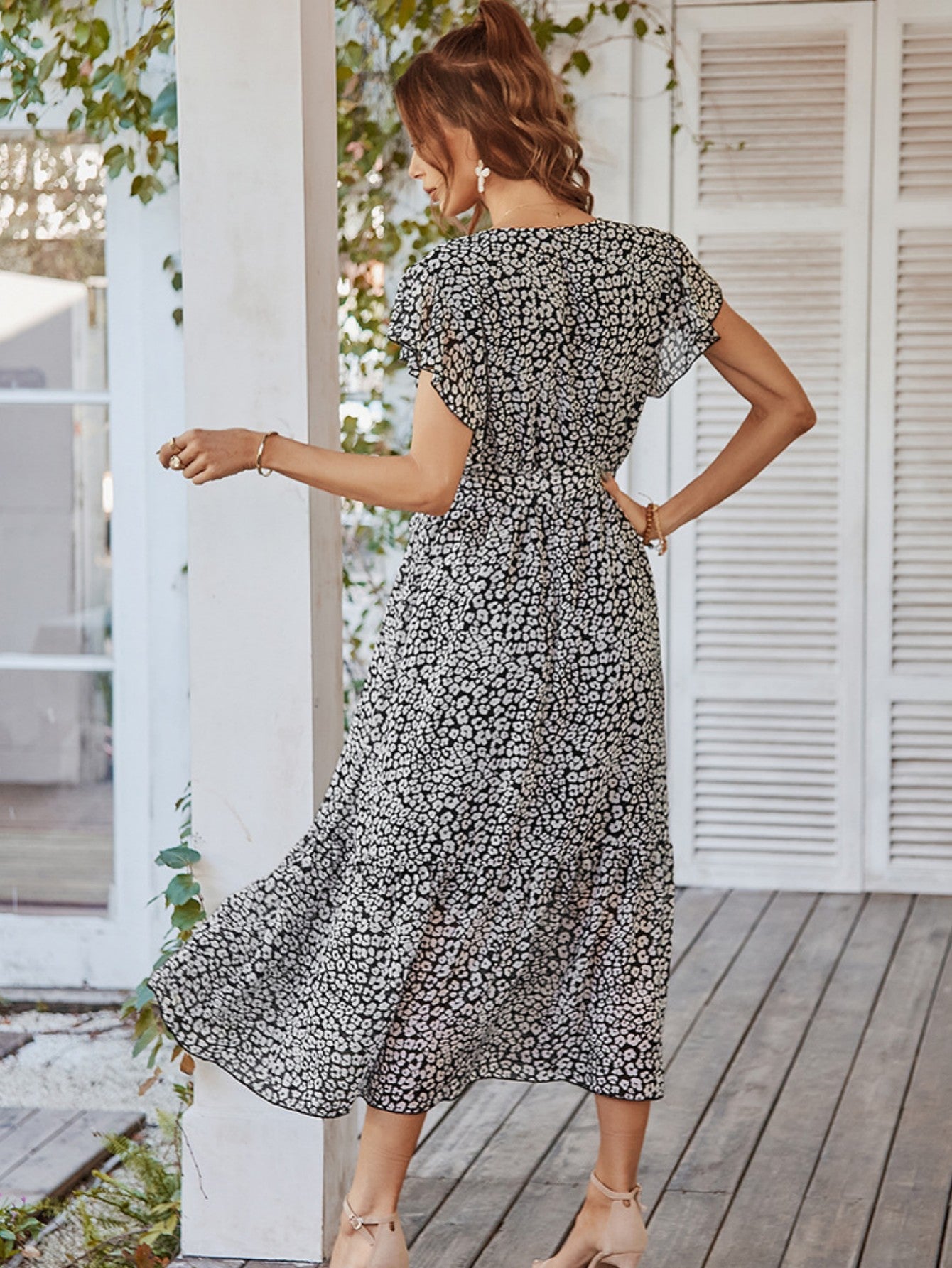 Flowy V Neck Yellow Long Summer Vacation Dress - Fashionpara