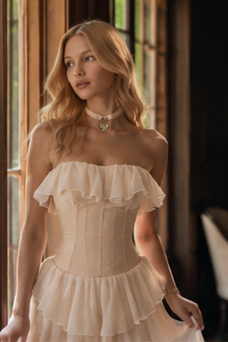 Off Shoulder Ruffle Tiered Corset Mini Dress 2
