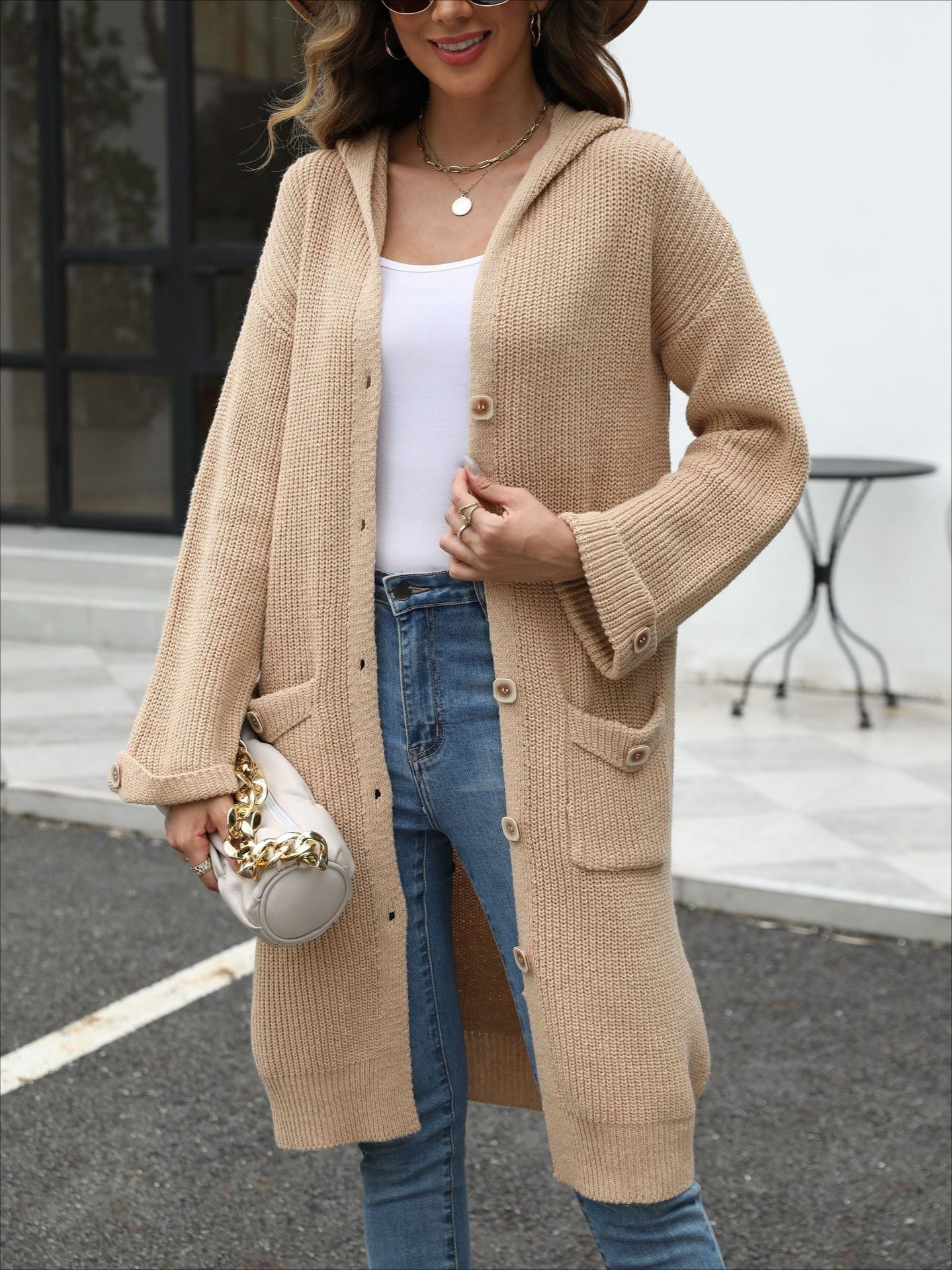 Elegant V-Neck Loose Knit Cardigan for Stylish Comfort