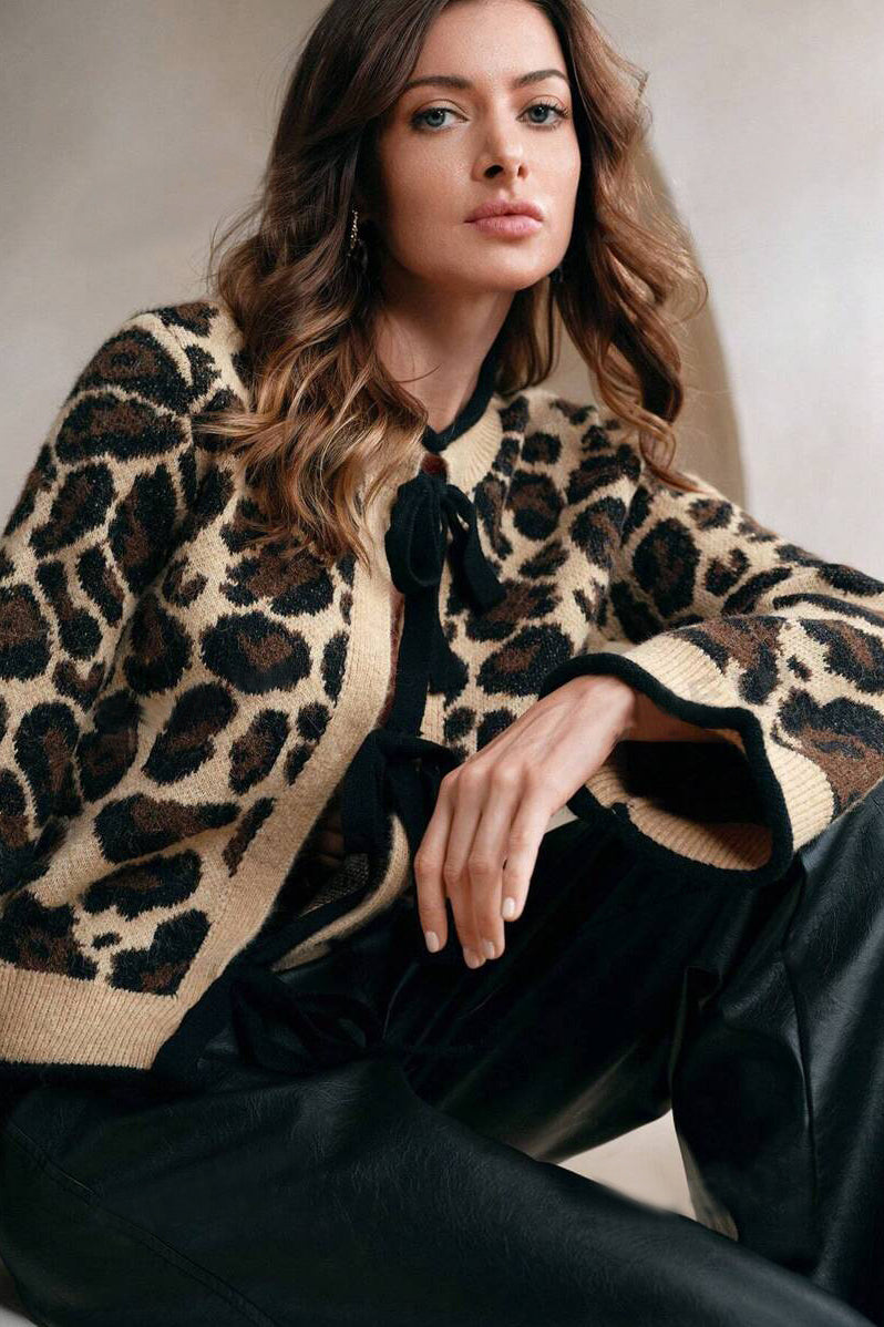 Chic Slouchy Leopard Knit Cardigan for Effortless Style