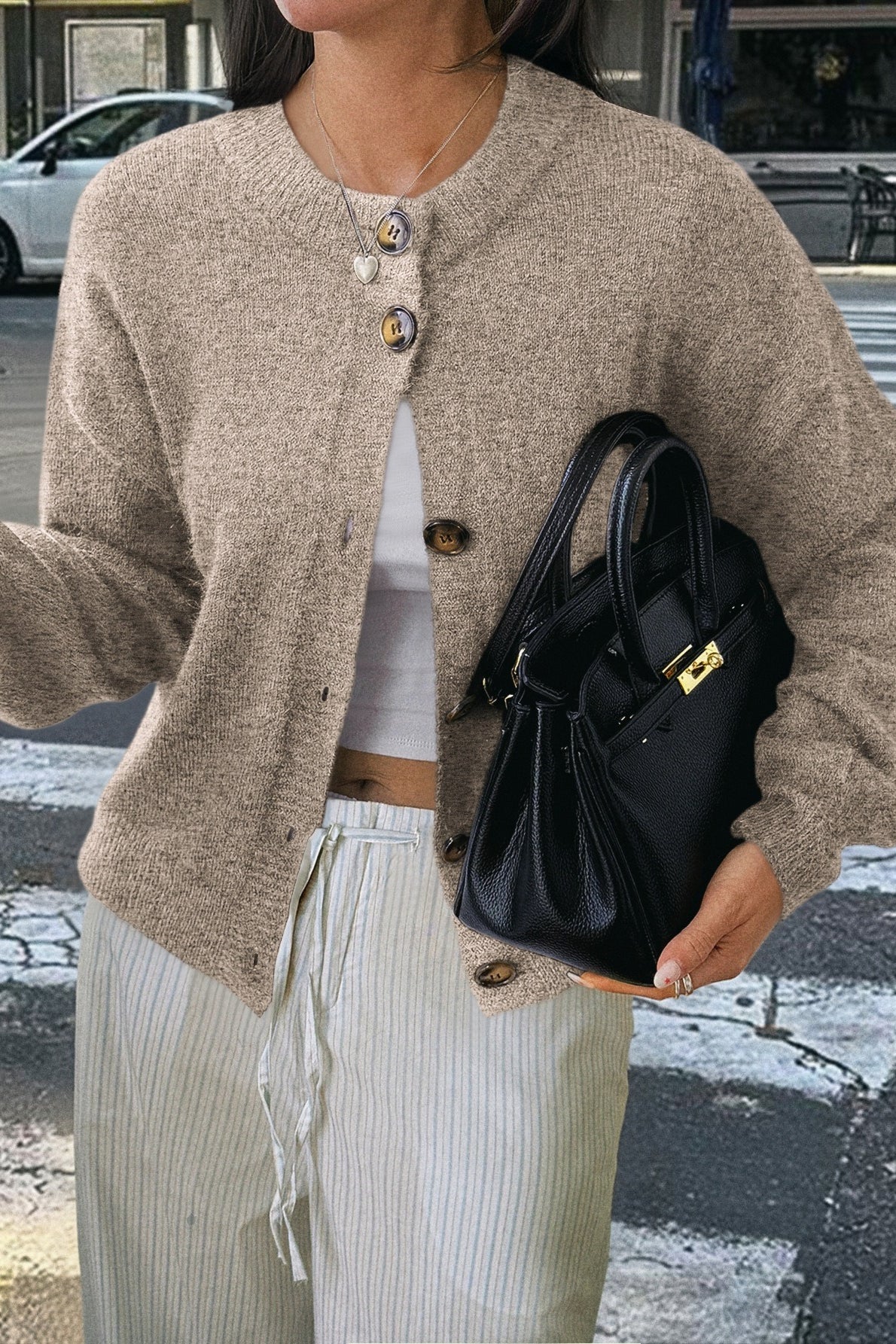 Casual Minimalist Button Front Long Sleeve Coat - Fashionpara