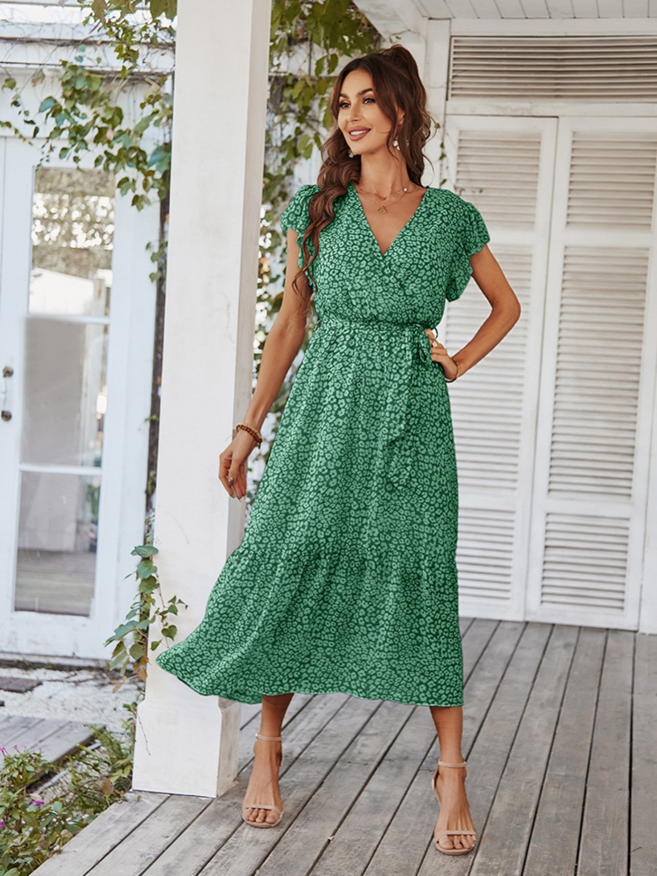 Flowy V Neck Yellow Long Summer Vacation Dress