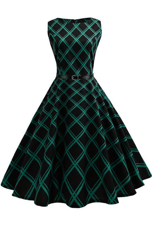 Hepburn Vintage Sleeveless Belted Dress - Mislish