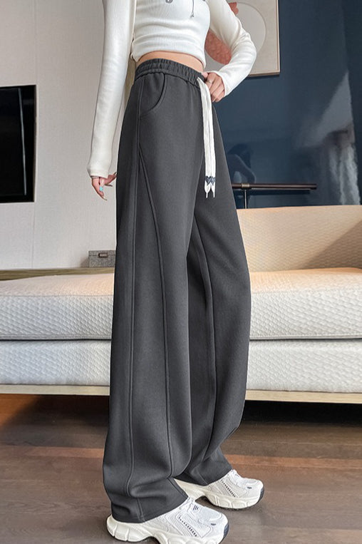 Draped Wide Leg Plush Knit Pants