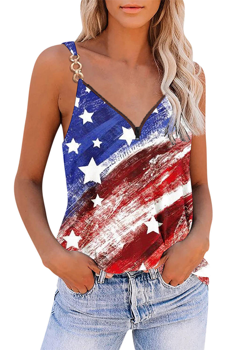 American Flag Print Casual Camisole  Fashionpara