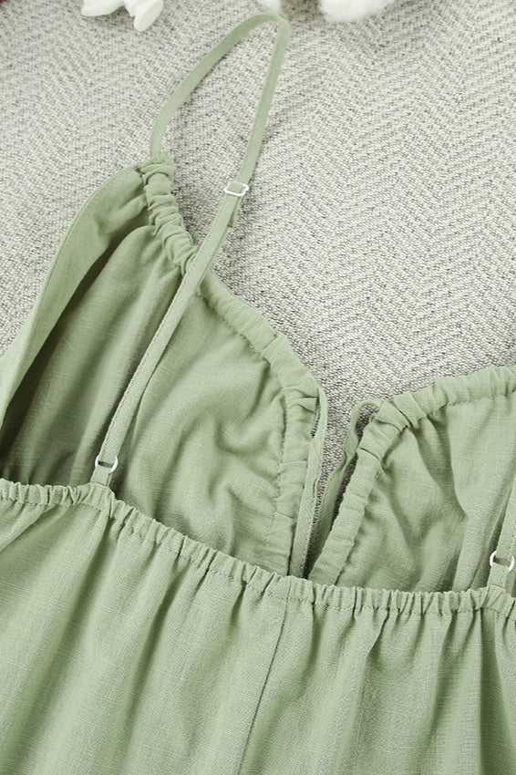 Cotton Tie-Front Spaghetti Strap Babydoll Mini Dress 5