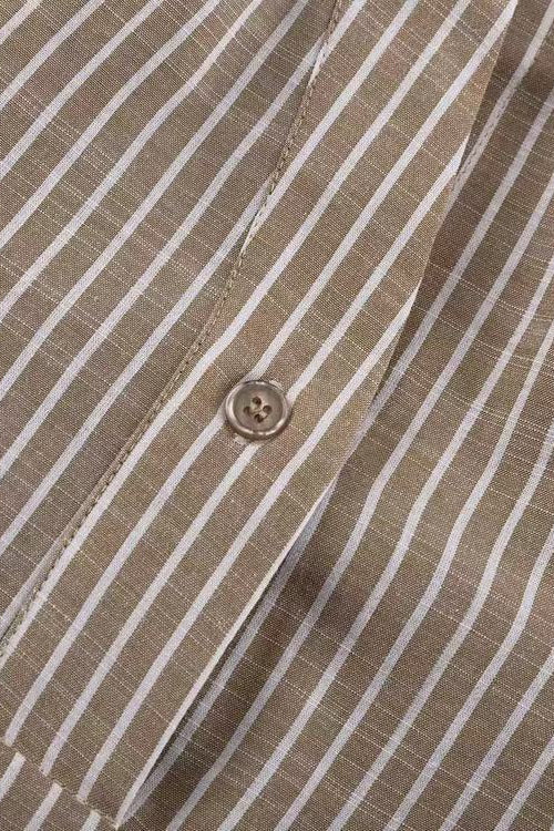 Striped V Neck Irregular Tie Waist Long Sleeve Blouse