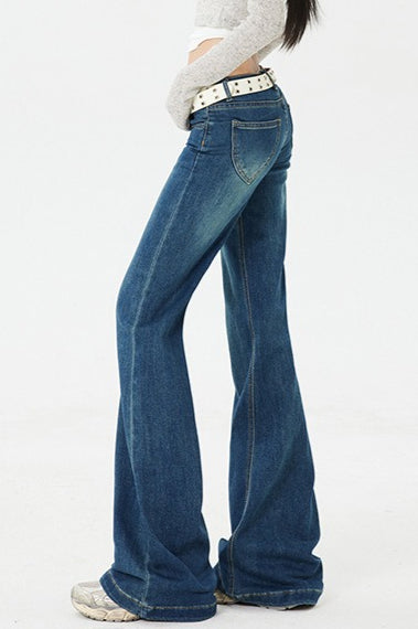 Low Rise Stretch Wide Jeans