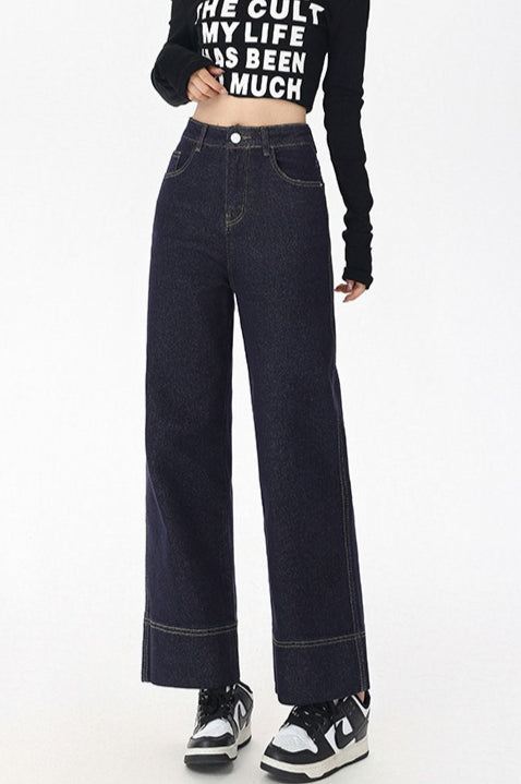 High Waist Cropped Straight Jeans
