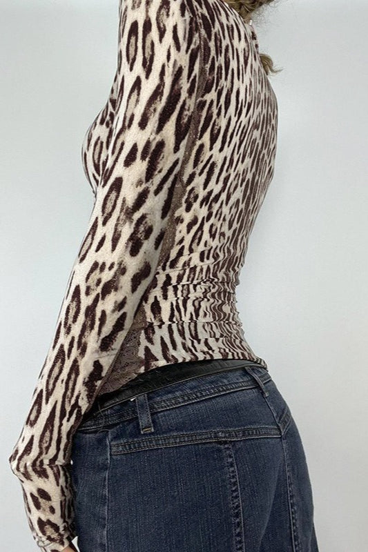 Deep V Neck Leopard Tee Blouse