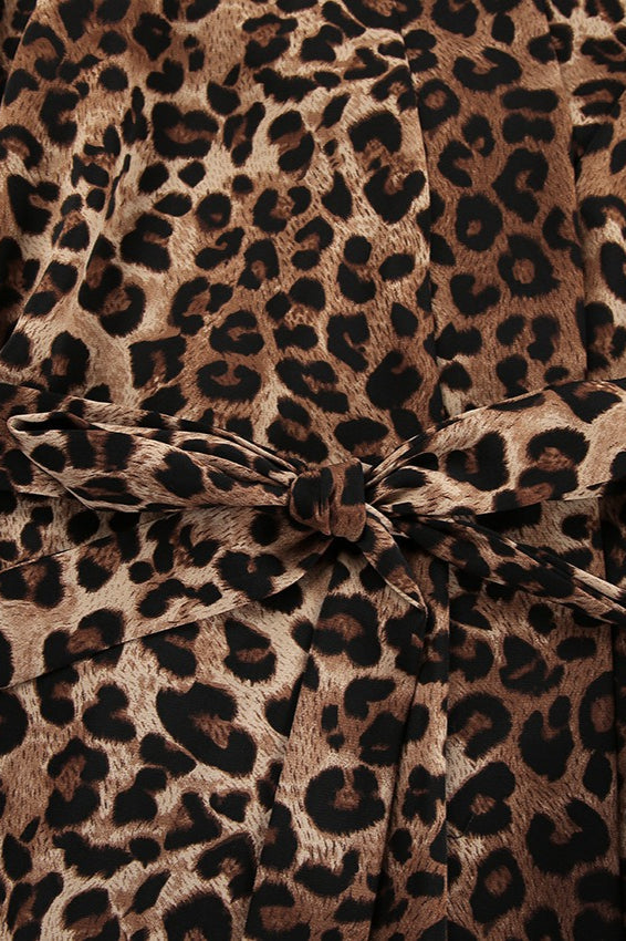 Chic Printed Long-Sleeve Shirt Belted Wide-Leg Pants Two Piece Set