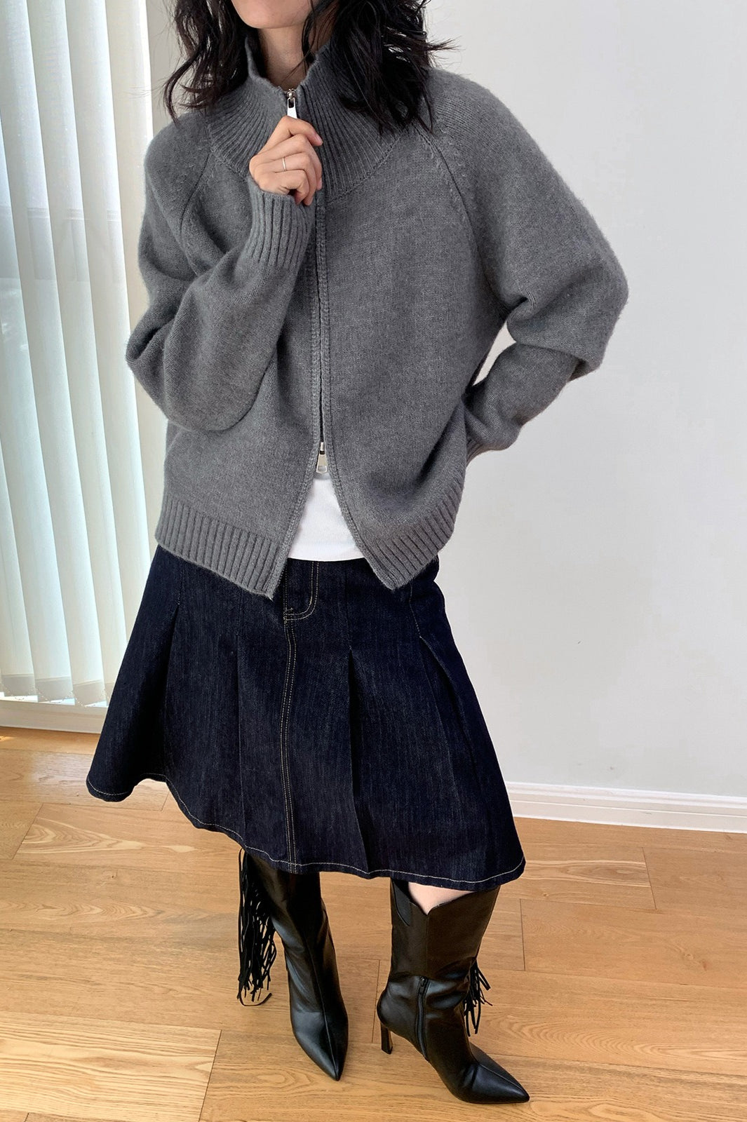 Soft Knit Zipper Cardigan 13