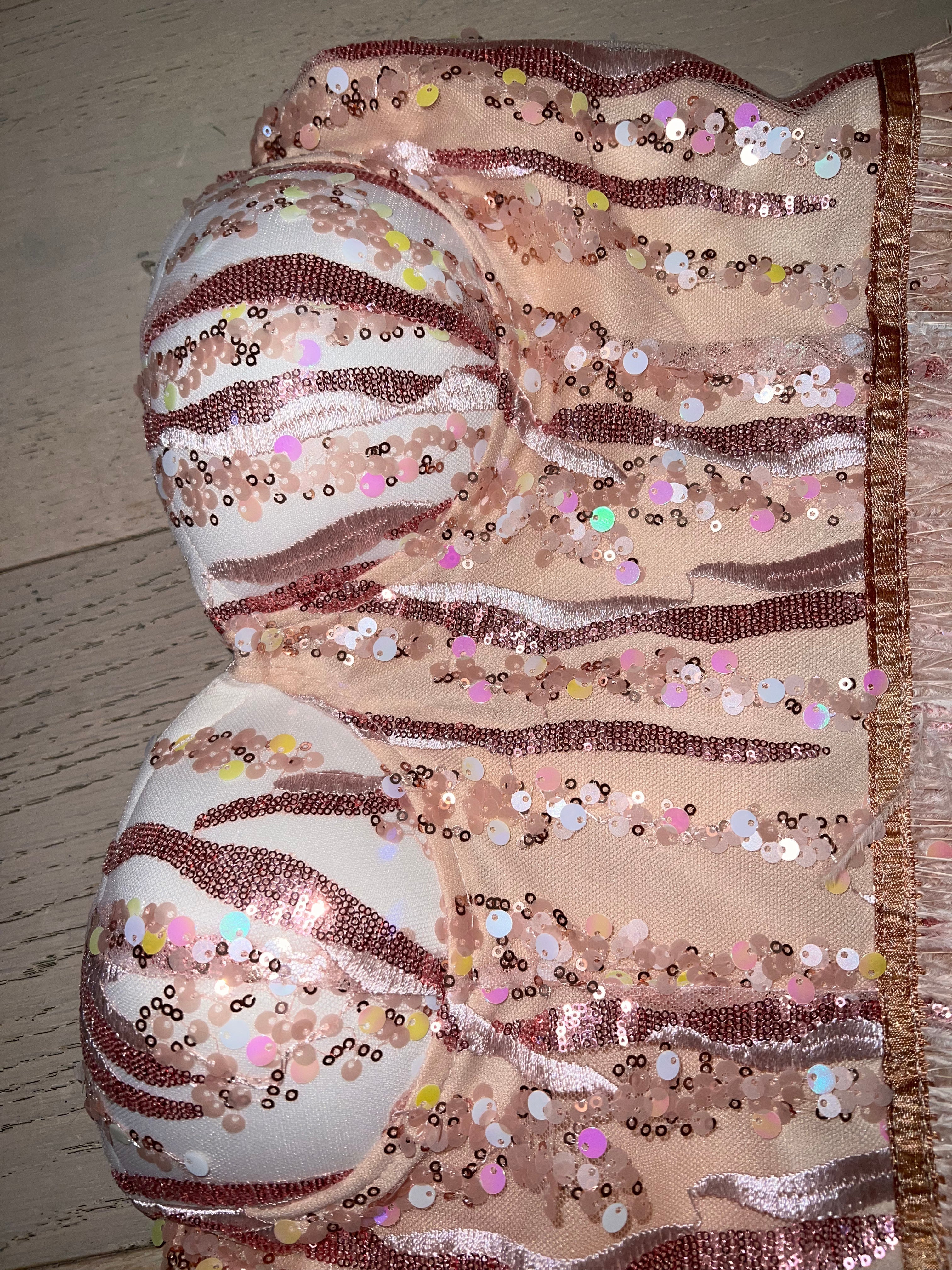 Violet Sequin Feather Dress - Fashionpara