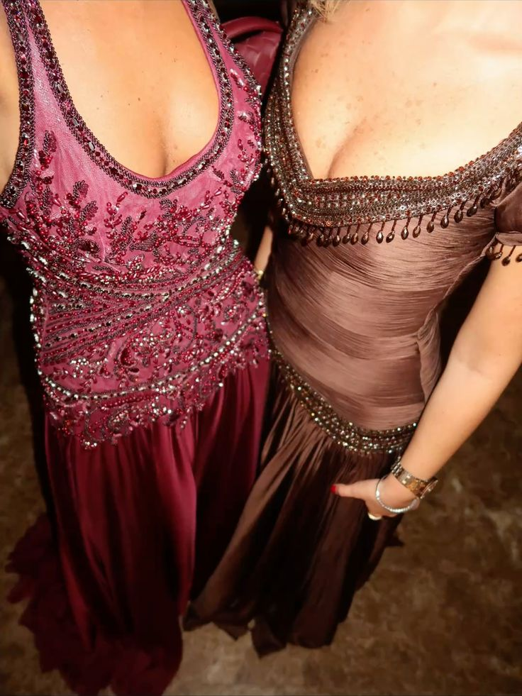 Vintage V Neck Brown Chiffon Beaded Mermaid Party Dress Long Evening Gowns D903