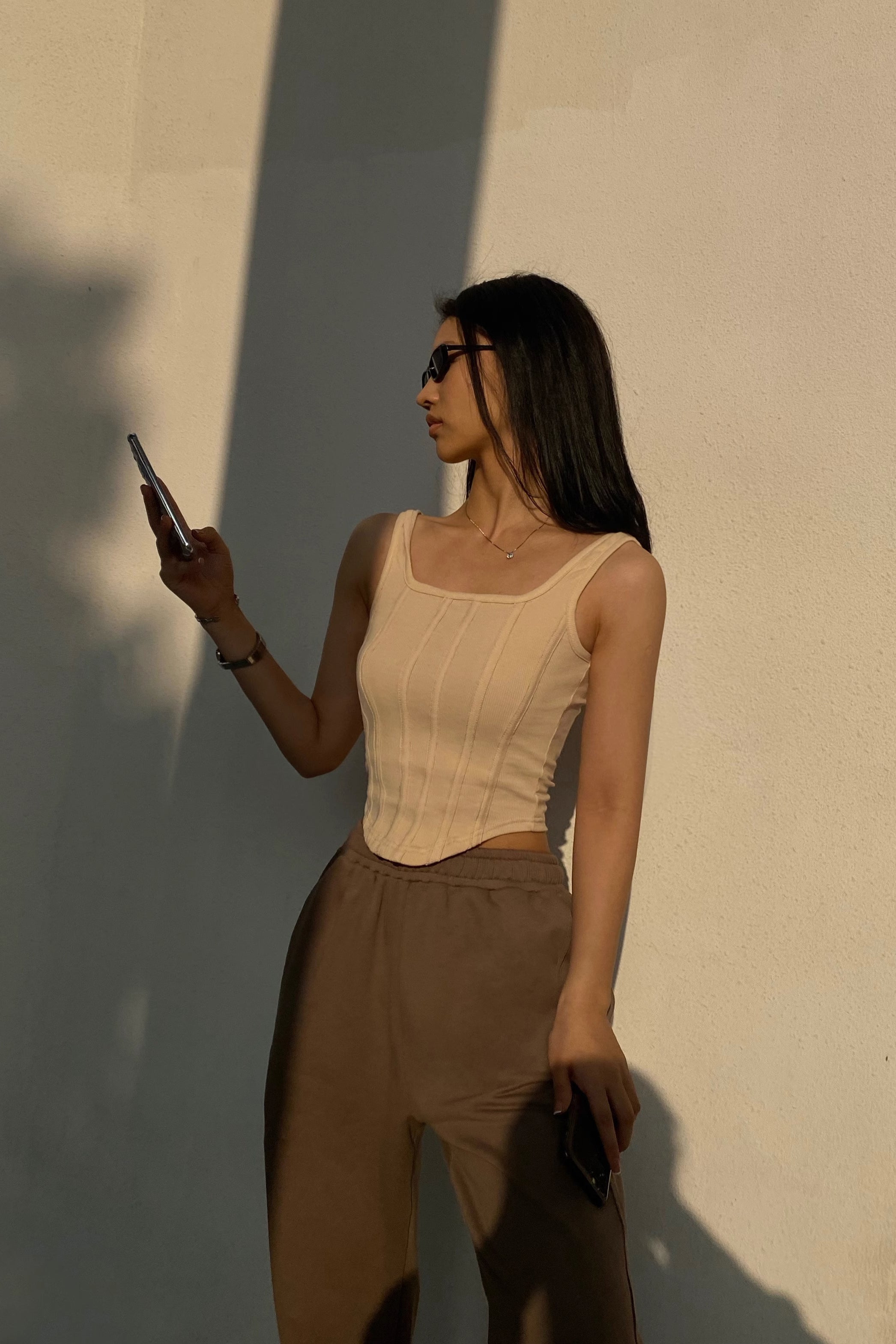 Solid Asymmetrical Hem Tank Top