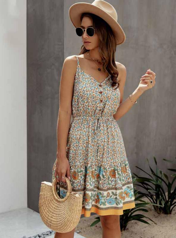 Floral Print Spaghetti Strap Tiered Ruffle Mini Dress 4