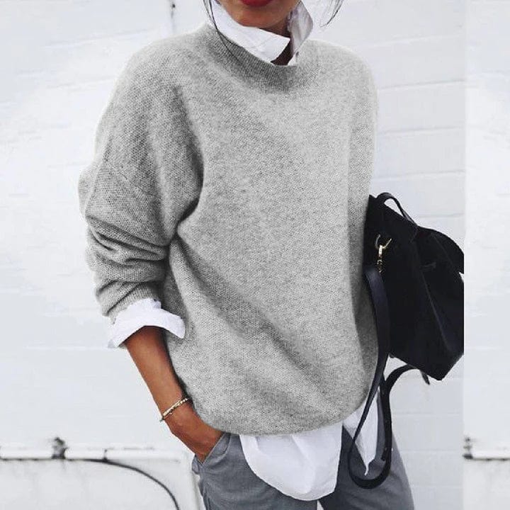 Crew Neck Long Sleeve Oversized Knit Sweater 3