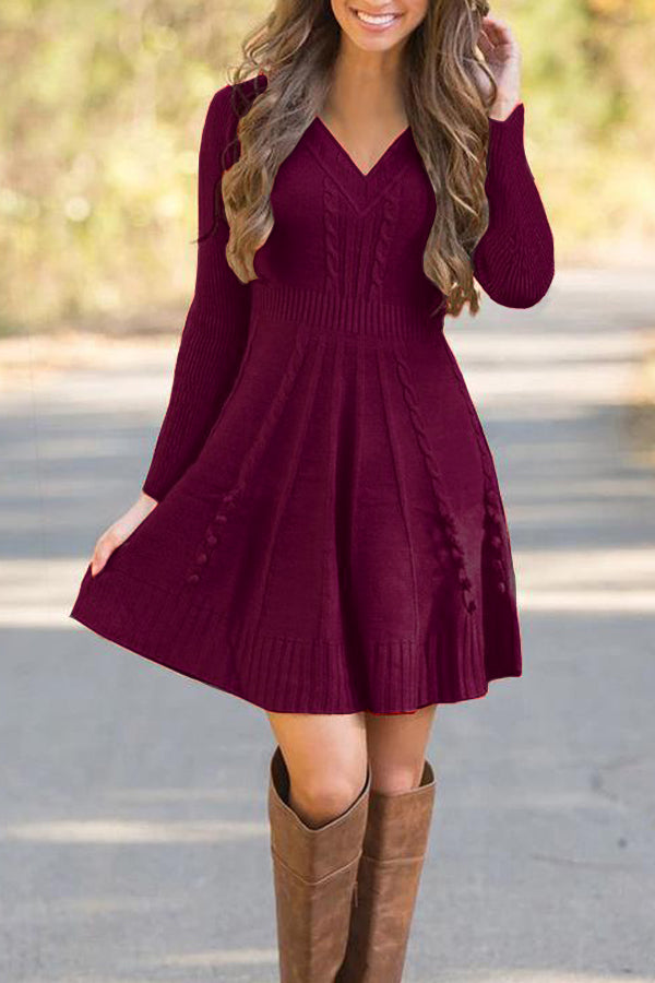 Fashion Solid Color Sweater Dress  Fashionpara