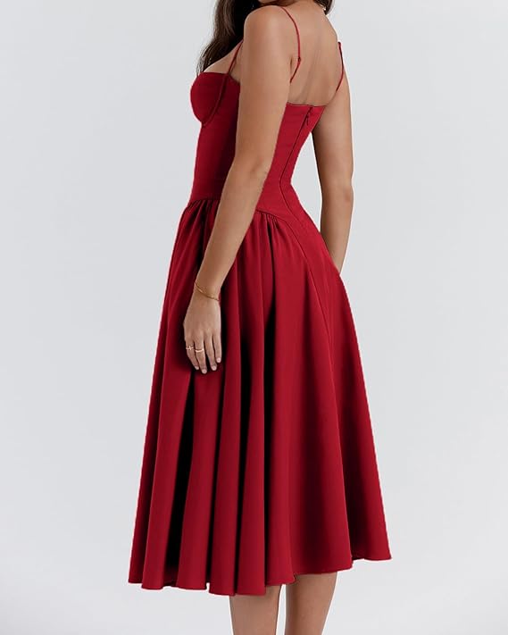 Corset Bustier Fit and Flare Midi Dress 21