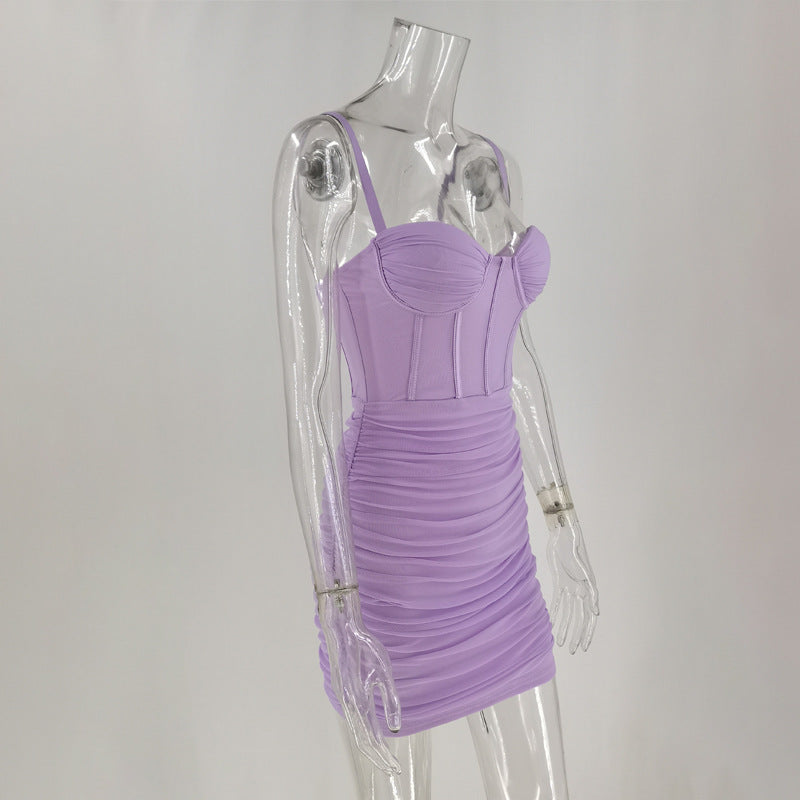 Ruched Mesh Corset Sweetheart Bodycon Mini Dress 4