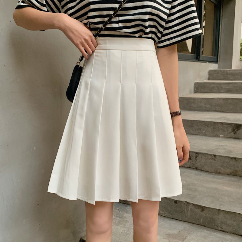 High Waist Knee Length Pleated Skirts - Fashionpara
