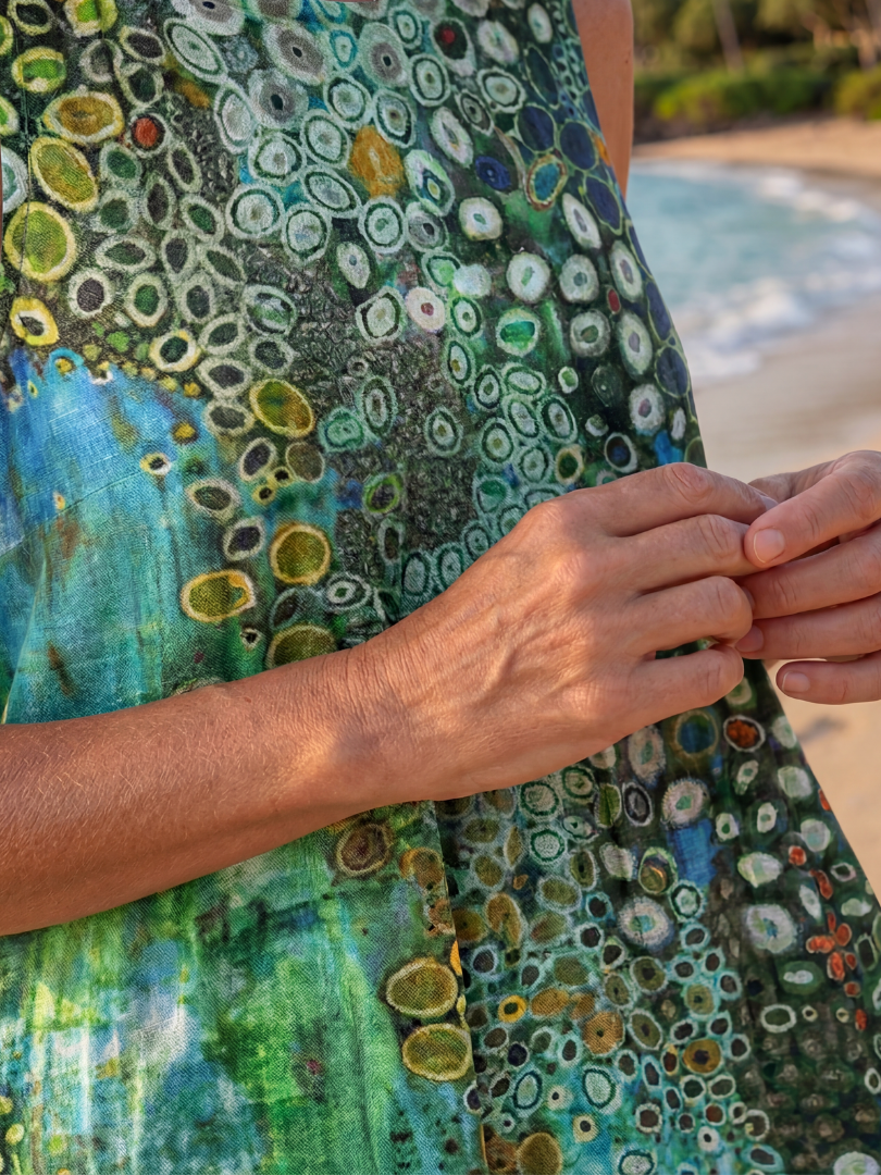 Abstract Print Sleeveless Round Neck Midi Dress 4