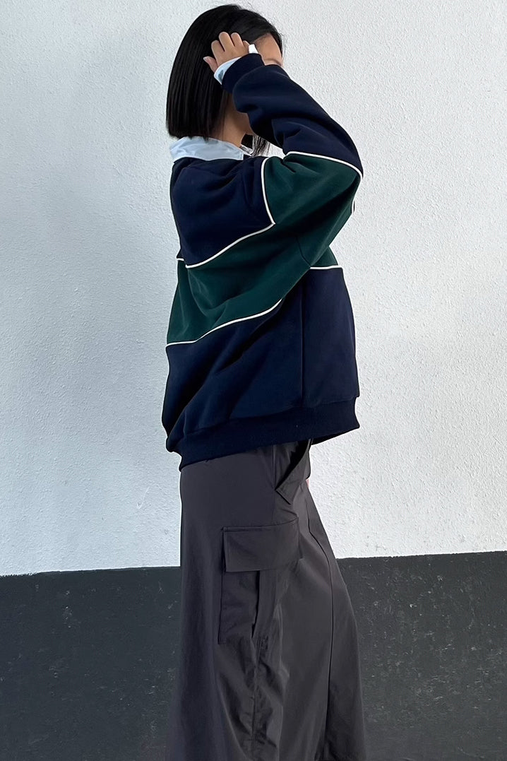 Contrast Letter Print Drop Sleeve Sweatshirt