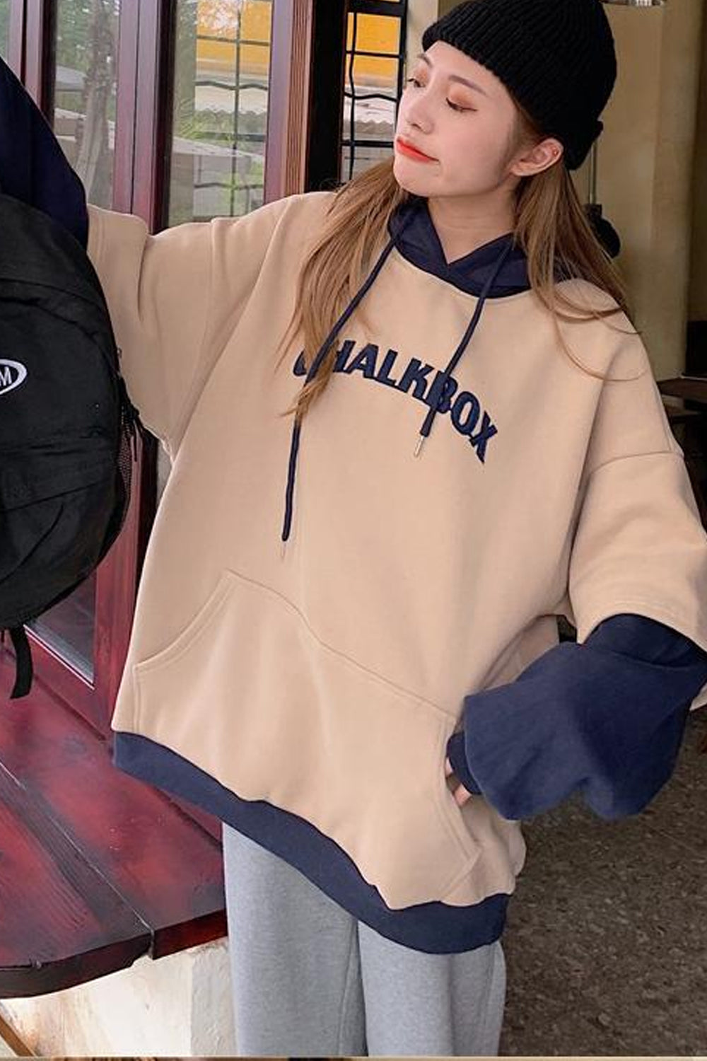 KittenAlarm - Long Sleeve Letters Printed Two Colors Hoodie