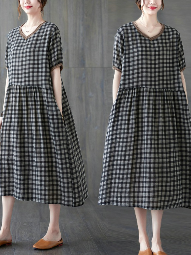 Short Sleeve Evening Party Midi Smock Dress with Side Pocket