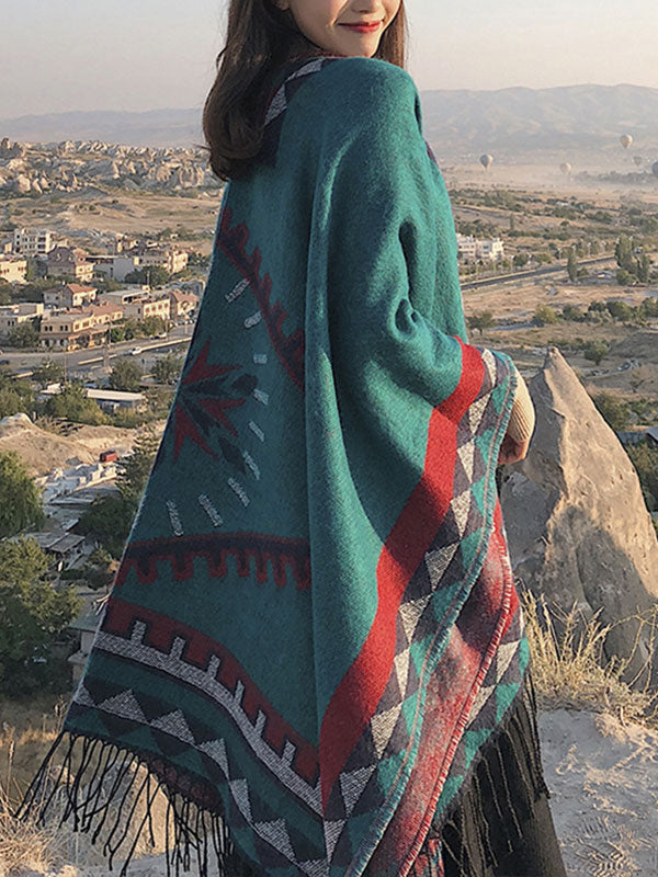 Ethnic Style Front Open Shawl Cardigan 3