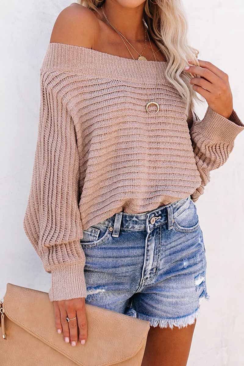 Florcoo Striped Off-Shoulder Sweater for Effortless Style