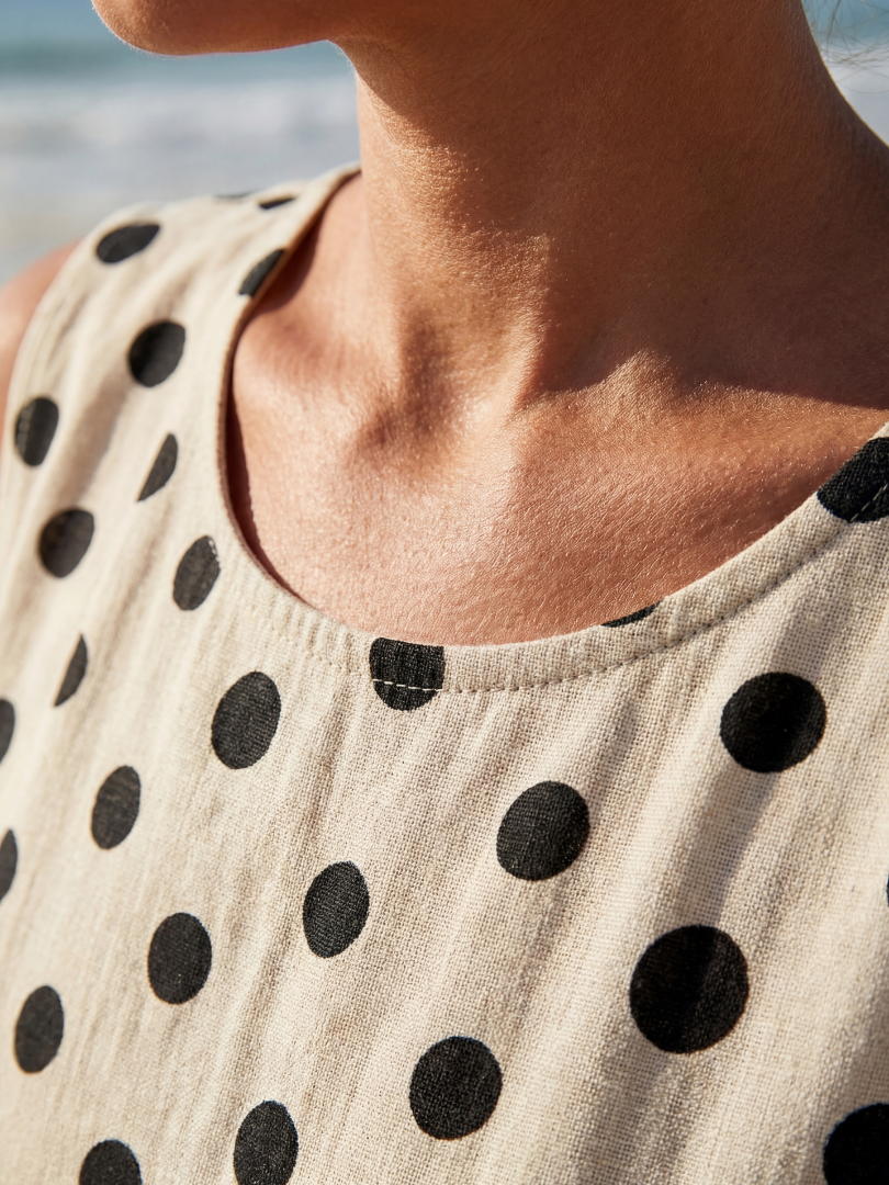 Polka Dot Colorblock Sleeveless Tiered Midi Dress 4